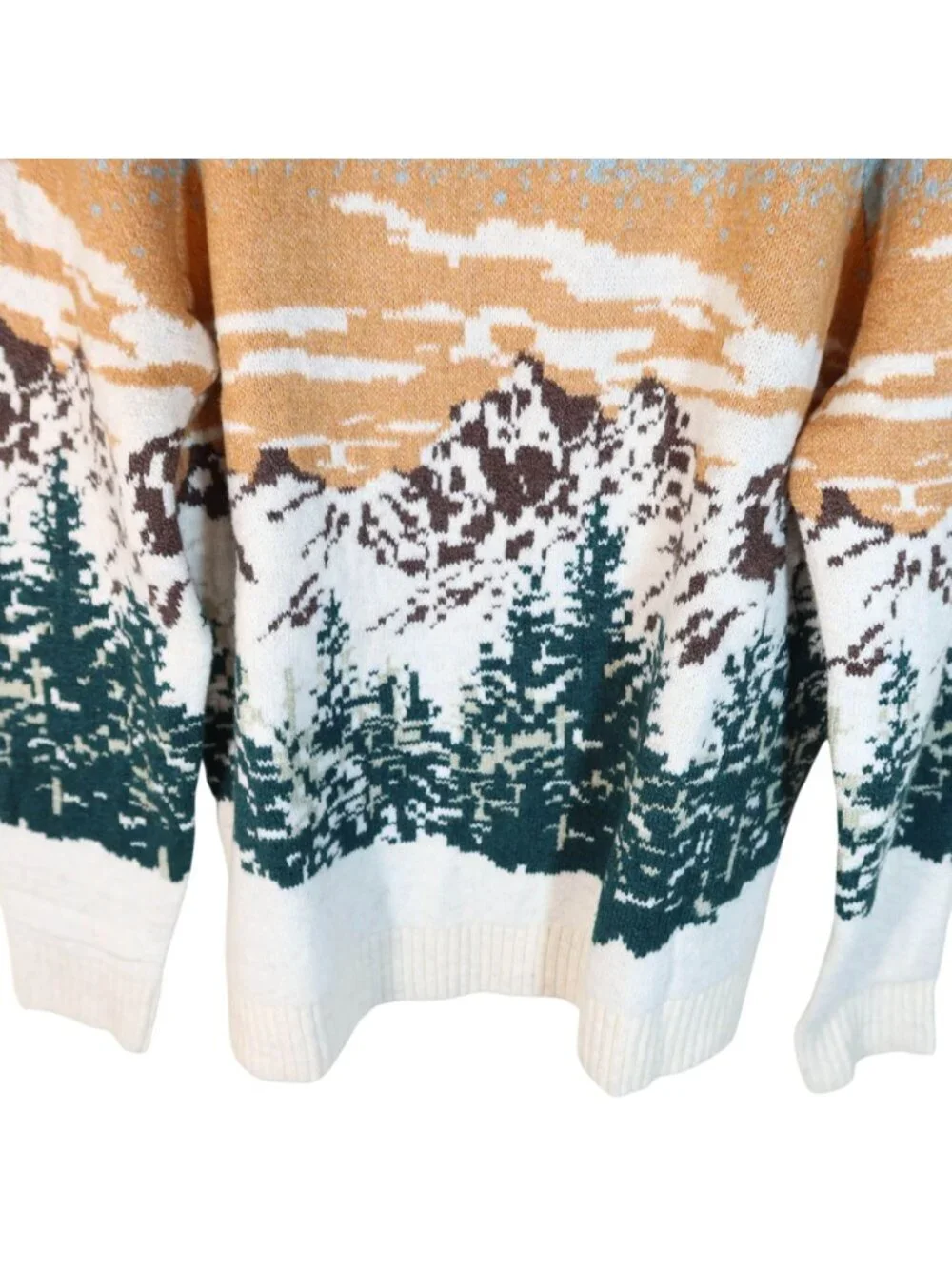 OLD NAVY So Soft Mountain Landscape Pullover Sweater Size L New Gorpcore Cabin